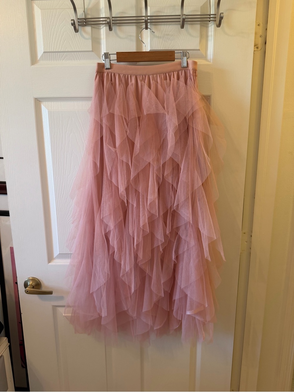 Layered Dusty Pink Tulle Maxi Skirt - Unbranded
